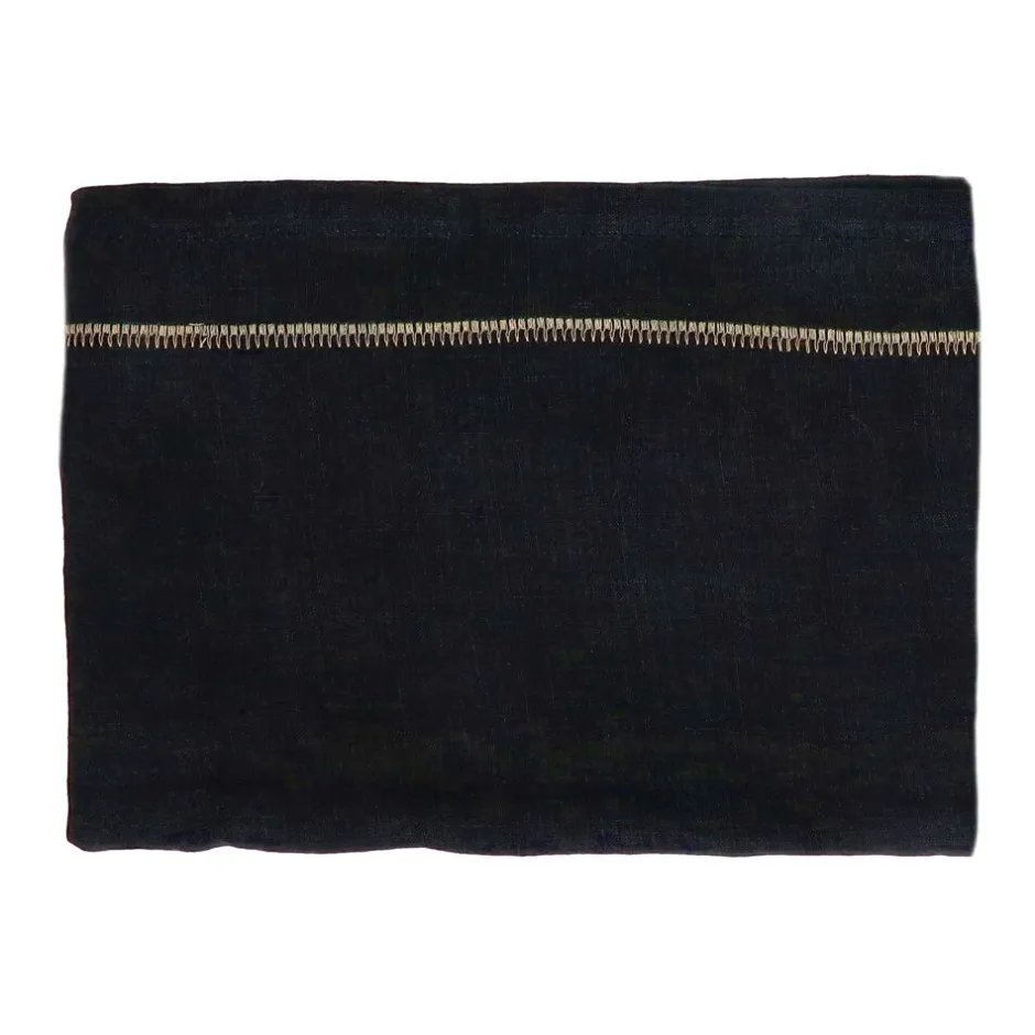 Pomax Linge De Table-TRIA - nappe de table - lin - L 250 x W 140 cm - noir