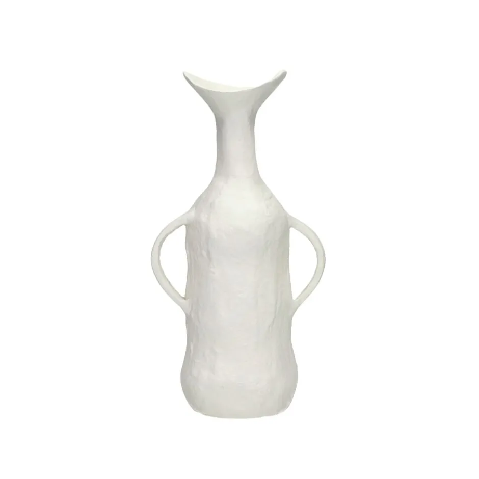 Pomax Vases-TRULLI - vase - aluminium - L 13,5 x W 8,5 x H 25,5 cm - blanc cassé