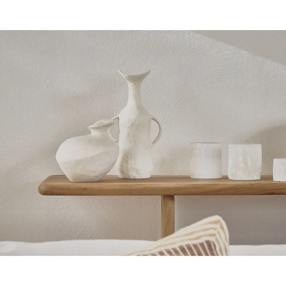 Pomax Vases-TRULLI - vase - aluminium - L 13,5 x W 8,5 x H 25,5 cm - blanc cassé