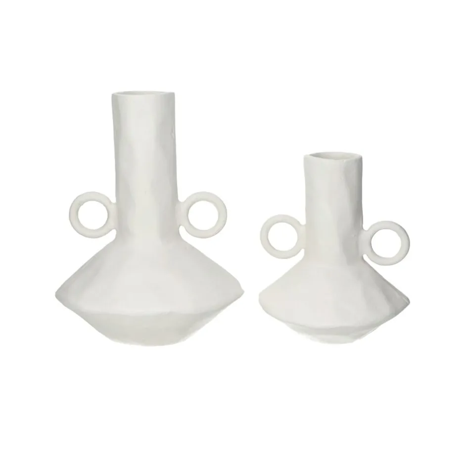 Pomax Vases-TRULLI - vase - aluminium - L 22 x W 20,5 x H 28,5 cm - blanc cassé