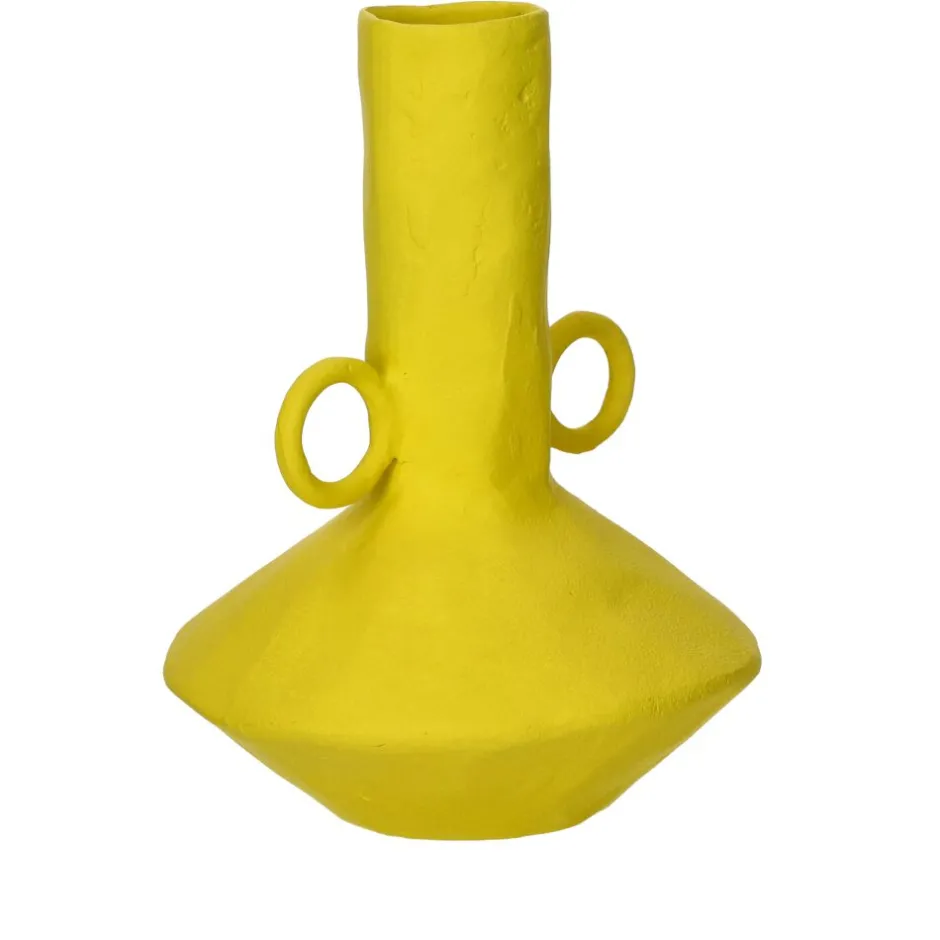 Pomax Vases-TRULLI - vase - aluminium - L 22 x W 20,5 x H 28,5 cm - jaune