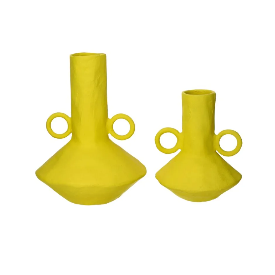 Pomax Vases-TRULLI - vase - aluminium - L 22 x W 20,5 x H 28,5 cm - jaune