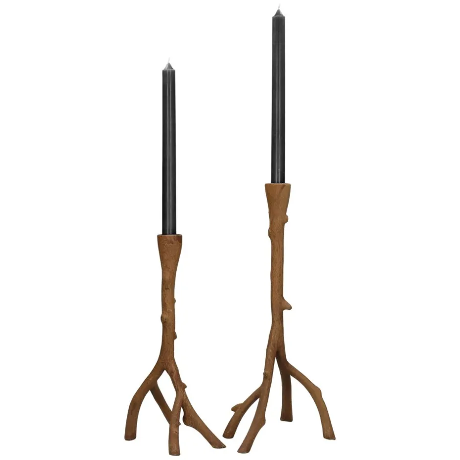 Pomax Chandeliers-TWIGGY - bougeoir - aluminium - L 16,5 x W 12,5 x H 38 cm - rouille