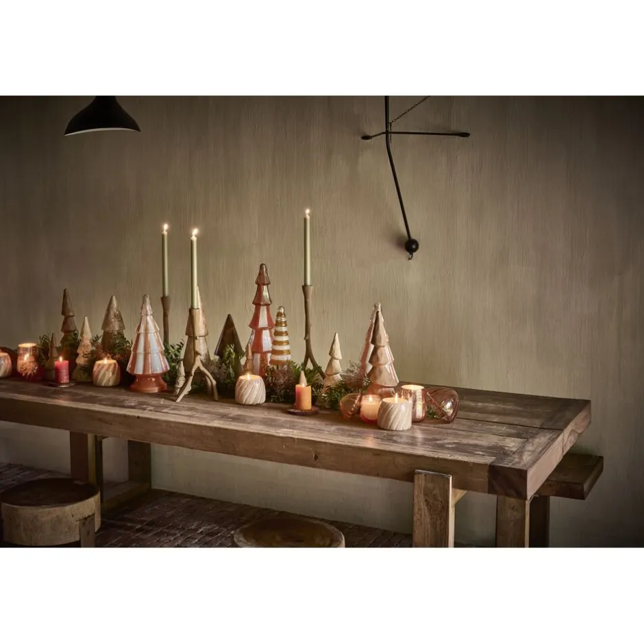 Pomax Chandeliers-TWIGGY - bougeoir - aluminium - L 16,5 x W 12,5 x H 38 cm - rouille
