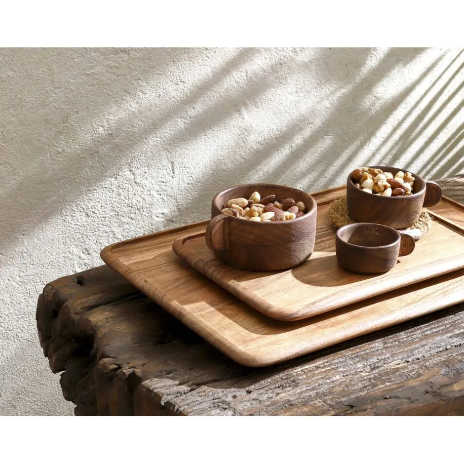 Pomax Plateaux-ULRIKE - plateau - bois d'acacia - L 50 x W 35 x H 1,5 cm - naturel