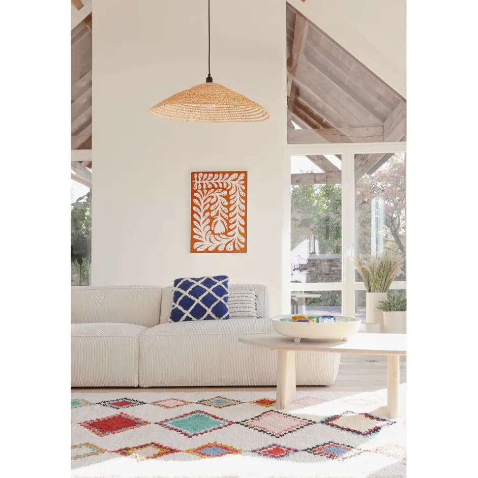 Pomax Suspensions-UZES - lampe suspendue - rotin / métal - DIA 70 x H 20 cm - naturel