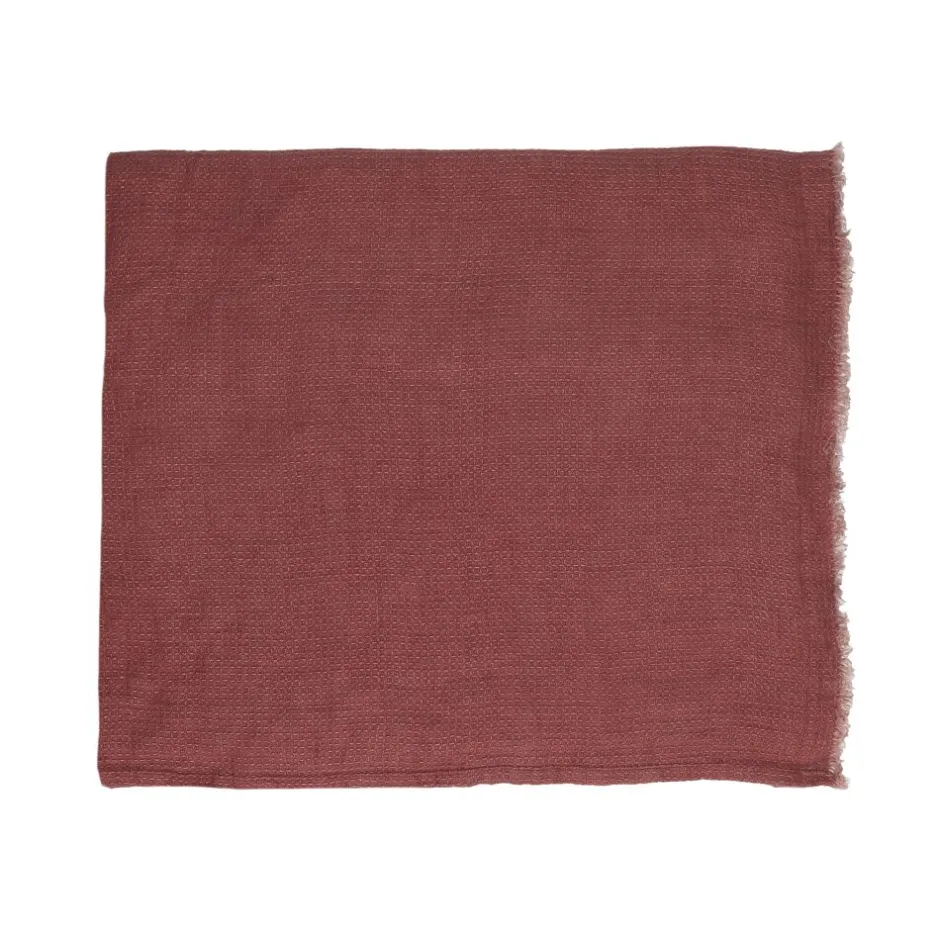 Pomax Linge De Table-VENTOUX - nappe de table / plaid - lin - L 250 x W 140 cm - corail