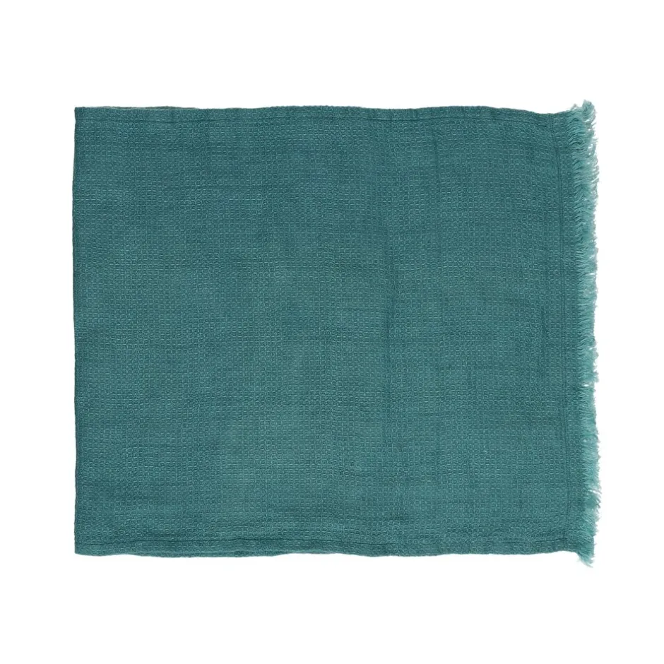 Pomax Linge De Table-VENTOUX - nappe de table / plaid - lin - L 250 x W 140 cm - teal