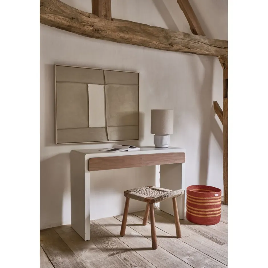 Pomax Consoles-VERONA - console 2 tiroirs - enduit à la chaux - L 120 x W 40 x H 80 cm - blanc cassé
