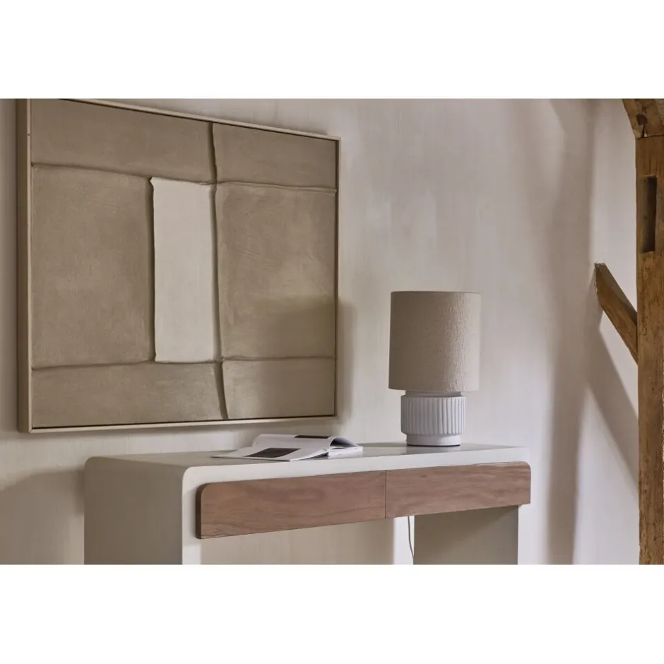 Pomax Consoles-VERONA - console 2 tiroirs - enduit à la chaux - L 120 x W 40 x H 80 cm - blanc cassé