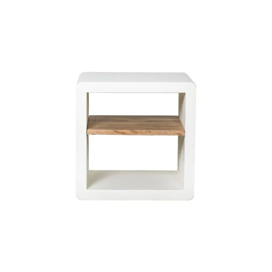 Pomax Étagères-VERONA - rack 1 étagère - enduit à la chaux / bois d'acacia - L 60 x W 50 x H 60 cm - blanc cassé