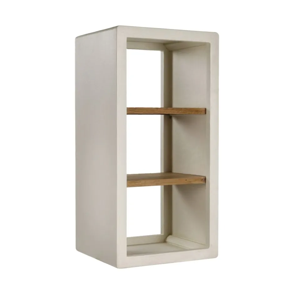 Pomax Étagères-VERONA - rack 2 étagères - enduit à la chaux / bois d'acacia - L 45 x W 40 x H 90 cm - blanc cassé