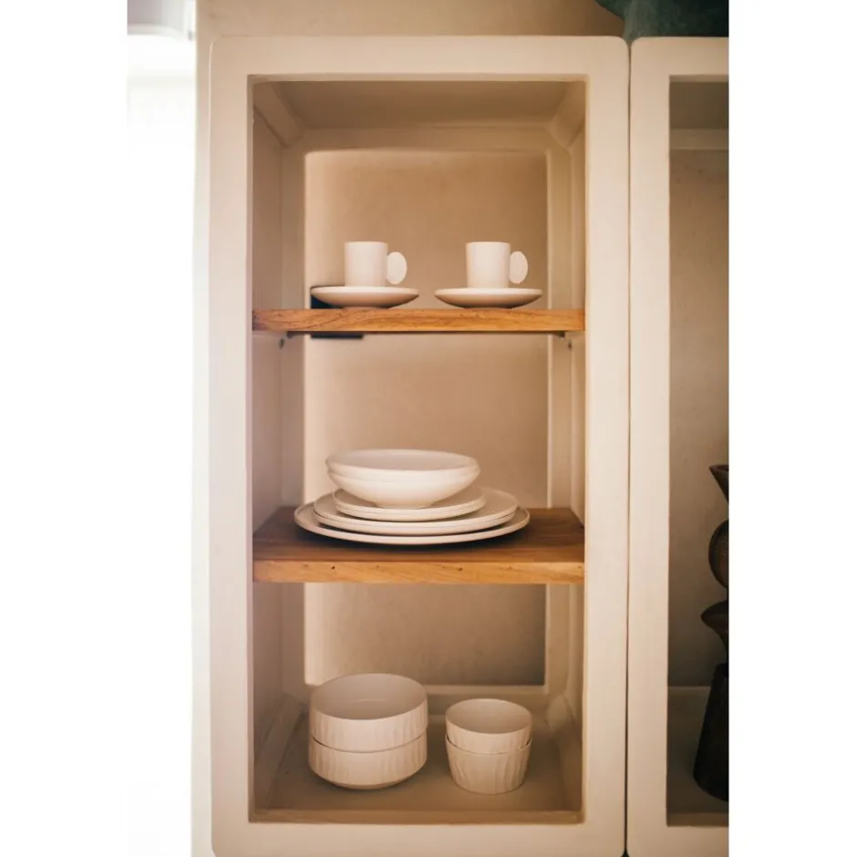 Pomax Étagères-VERONA - rack 2 étagères - enduit à la chaux / bois d'acacia - L 45 x W 40 x H 90 cm - blanc cassé