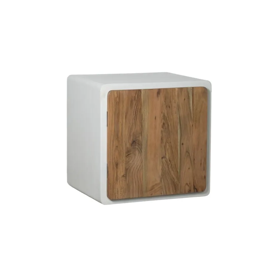Pomax Étagères-VERONA - étagère 1 porte - enduit à la chaux - L 60 x W 50 x H 60 cm - blanc cassé