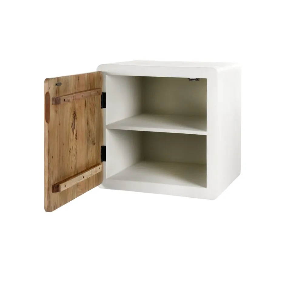 Pomax Étagères-VERONA - étagère 1 porte - enduit à la chaux - L 60 x W 50 x H 60 cm - blanc cassé