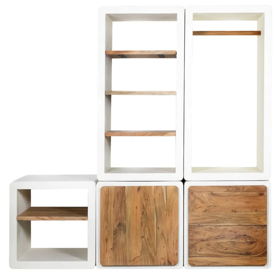 Pomax Étagères-VERONA - étagère 1 porte - enduit à la chaux - L 60 x W 50 x H 60 cm - blanc cassé