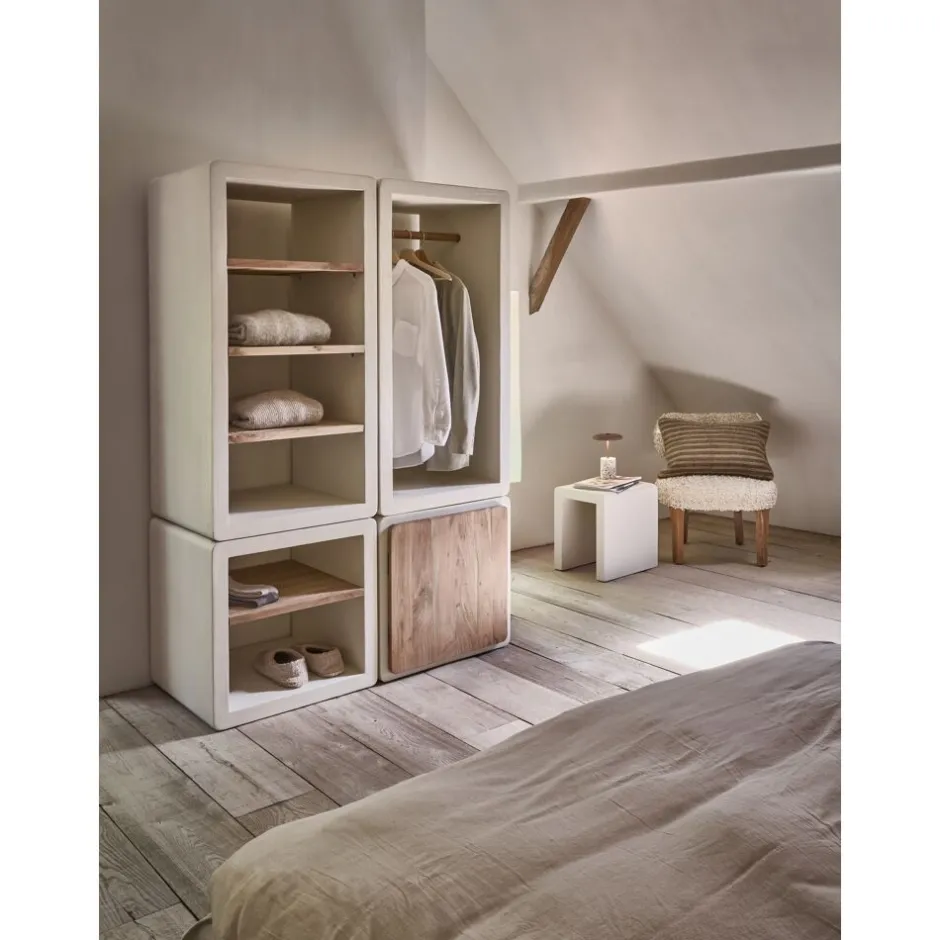 Pomax Étagères-VERONA - étagère 1 porte - enduit à la chaux - L 60 x W 50 x H 60 cm - blanc cassé