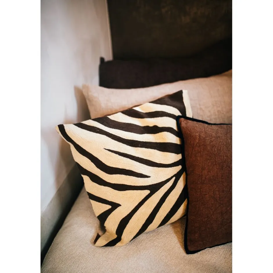 Pomax Coussins-WILDLIFE - coussin - coton / lin - L 50 x W 50 cm - brun foncé