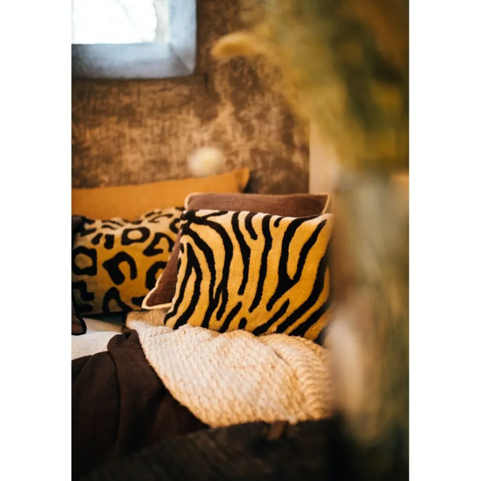 Pomax Coussins-WILDLIFE - coussin - coton / lin - L 50 x W 30 cm - brun foncé