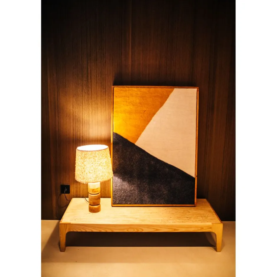 Pomax Tableau / Déco Murale-WOOLY - toile avec cadre - bois de mangier / laine - L 76 x W 6,5 x H 107 cm - jaune