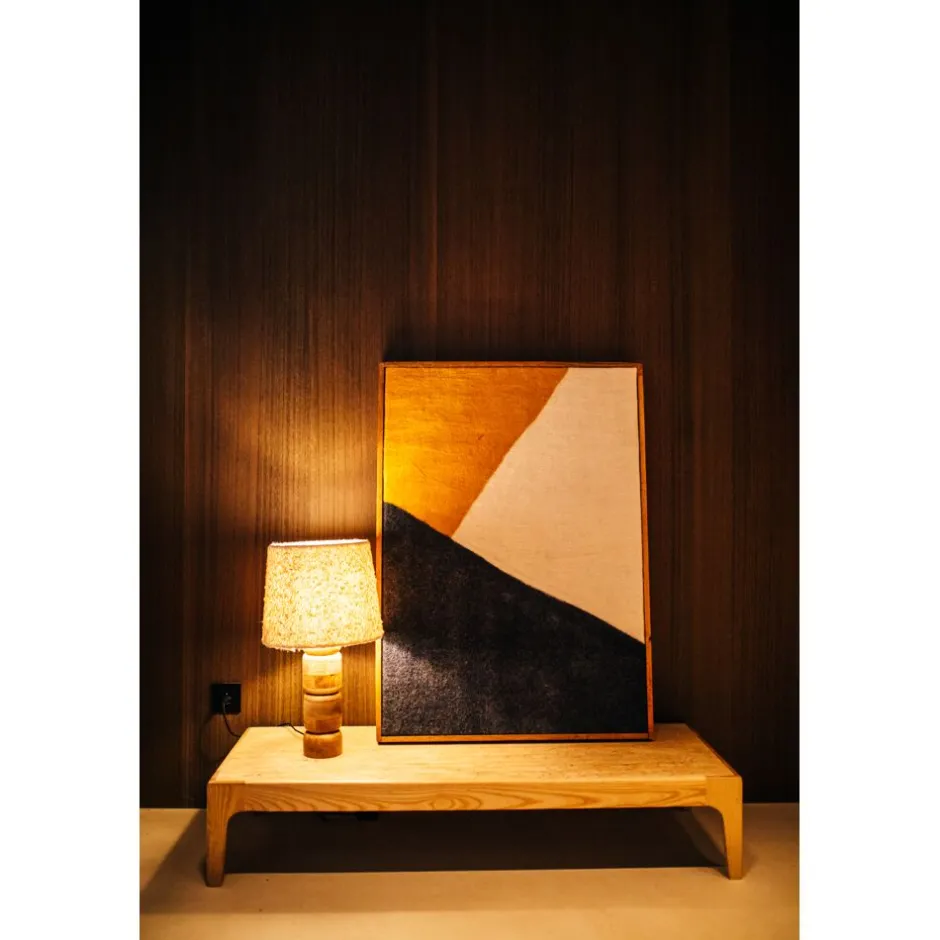 Pomax Tableau / Déco Murale-WOOLY - toile avec cadre - bois de mangier / laine - L 76 x W 6,5 x H 107 cm - jaune