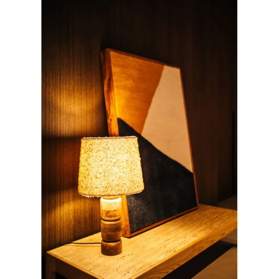 Pomax Tableau / Déco Murale-WOOLY - toile avec cadre - bois de mangier / laine - L 76 x W 6,5 x H 107 cm - jaune