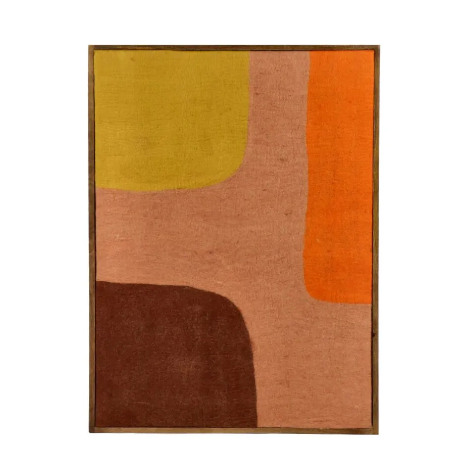 Pomax Tableau / Déco Murale-WOOLY - toile avec cadre - bois de mangier / laine - L 107 x W 76 x H 6,5 cm - mix de couleurs