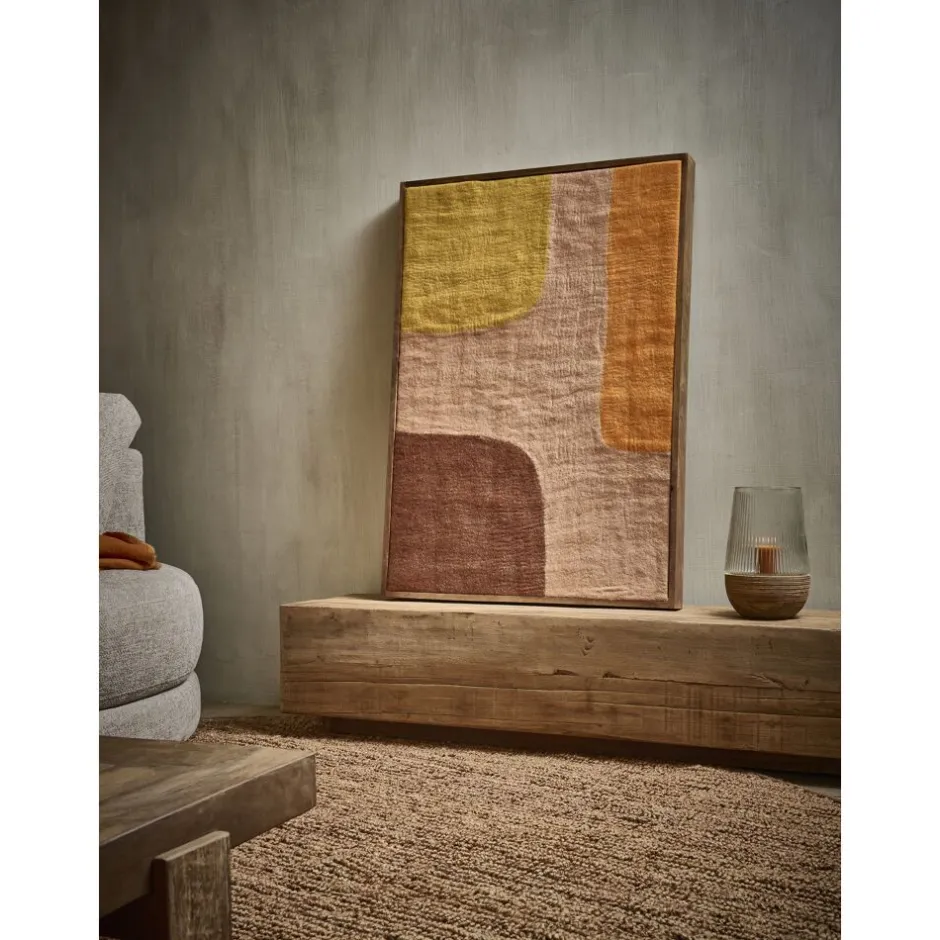 Pomax Tableau / Déco Murale-WOOLY - toile avec cadre - bois de mangier / laine - L 107 x W 76 x H 6,5 cm - mix de couleurs