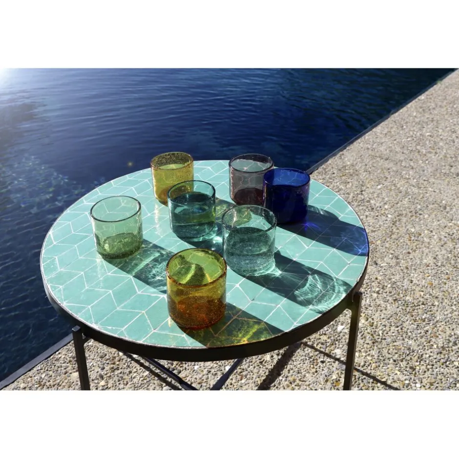 Pomax Concepts Modulaires-ZELLIX - dessus de table - zelliges marocaines - DIA 55 x H 2 cm - aqua