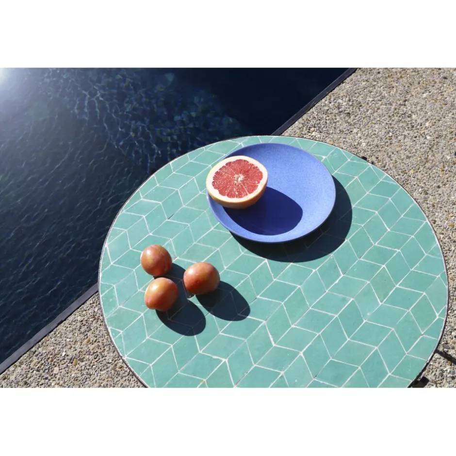 Pomax Concepts Modulaires-ZELLIX - dessus de table - zelliges marocaines - DIA 55 x H 2 cm - aqua