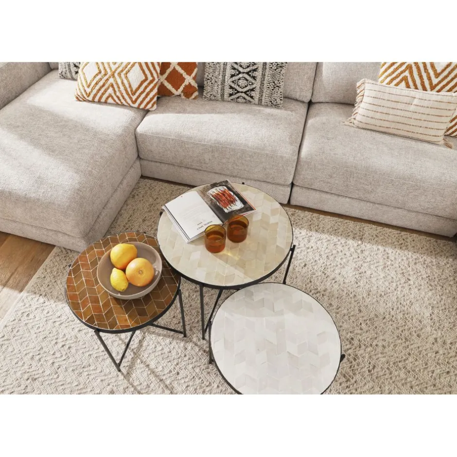 Pomax Concepts Modulaires-ZELLIX - dessus de table - zelliges marocaines - DIA 55 x H 2 cm - beige