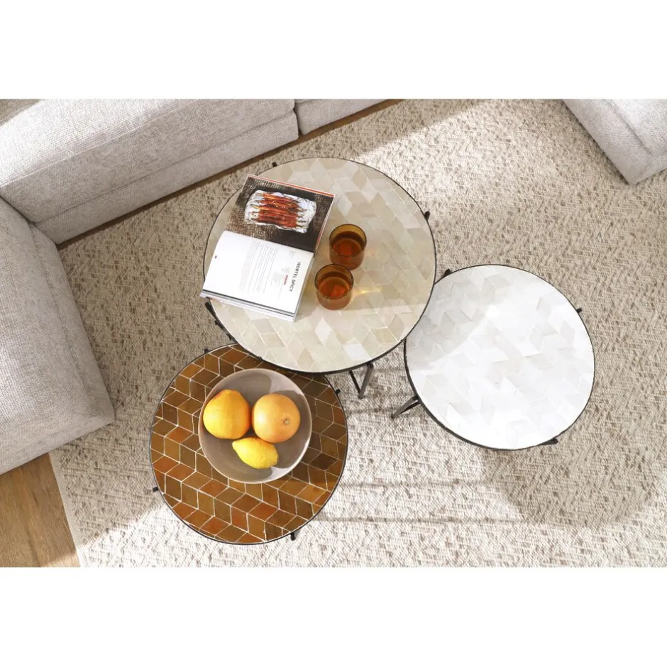 Pomax Concepts Modulaires-ZELLIX - dessus de table - zelliges marocaines - DIA 55 x H 2 cm - beige