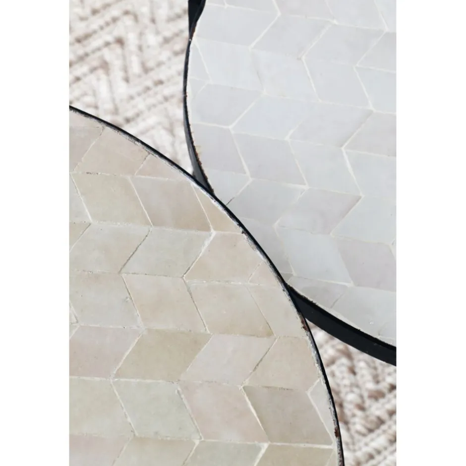Pomax Concepts Modulaires-ZELLIX - dessus de table - zelliges marocaines - DIA 55 x H 2 cm - blanc