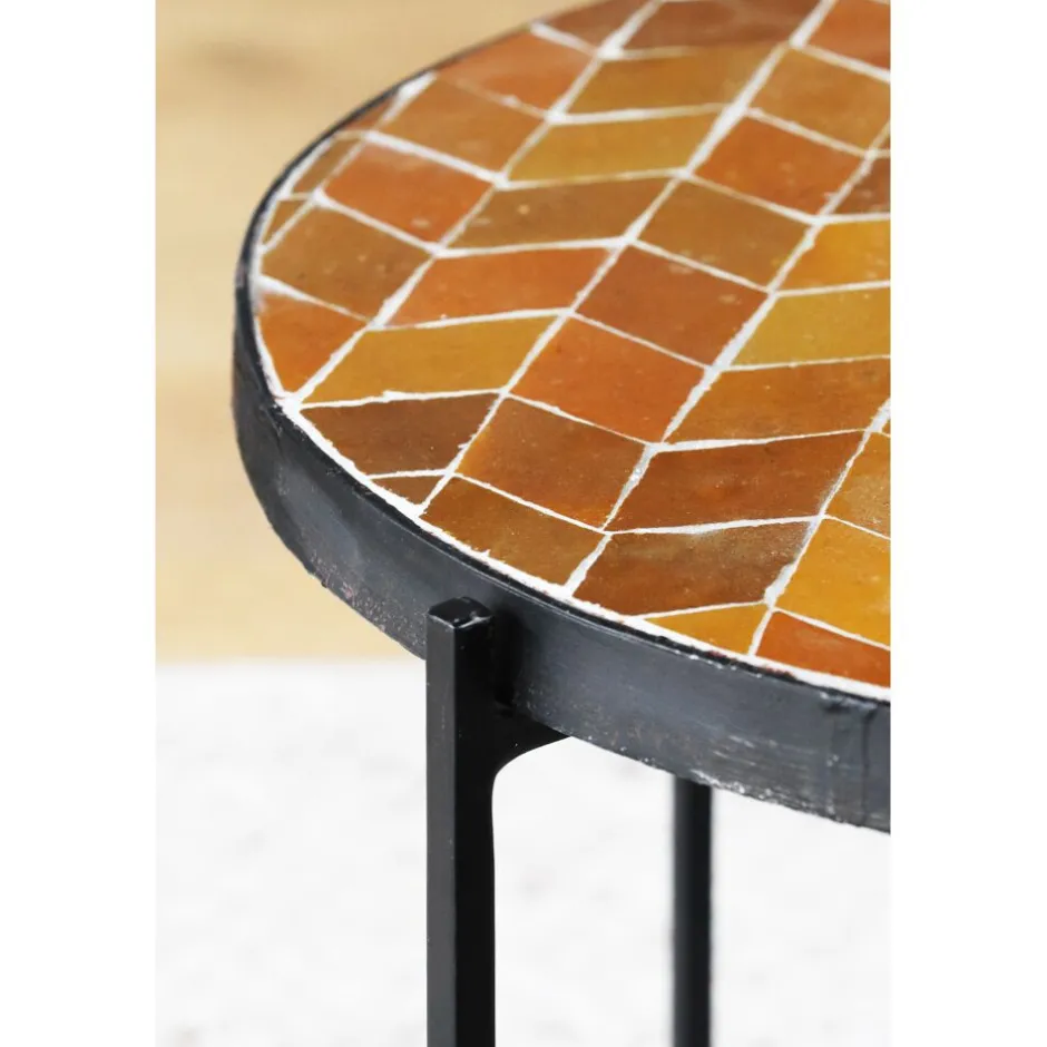 Pomax Concepts Modulaires-ZELLIX - dessus de table - zelliges marocaines - DIA 45 x H 2 cm - caramel